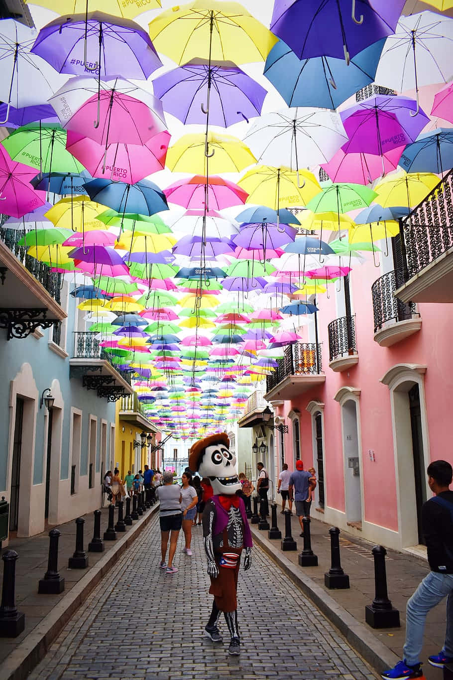 Colorful Umbrella Skyline Puerto Rico Wallpaper