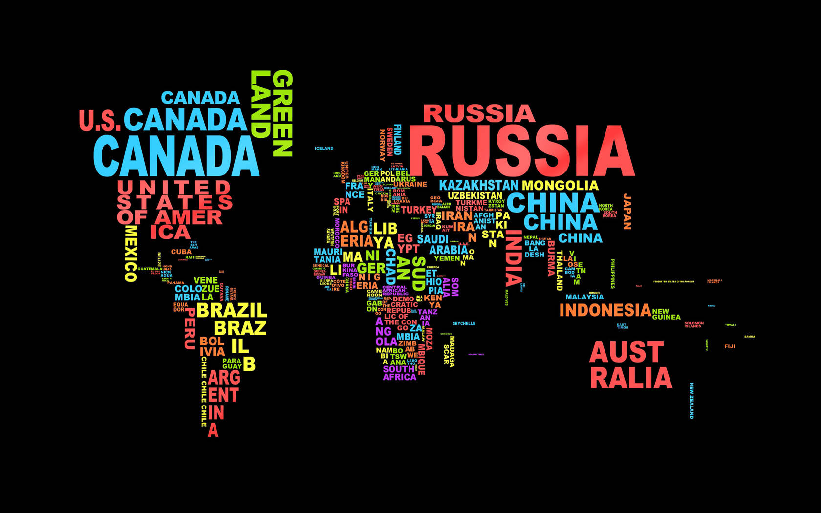 Colorful World Map Showing International Borders Wallpaper