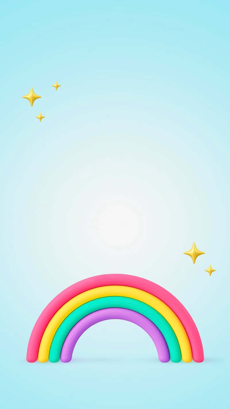 Colorful3 D Rainbowand Stars Wallpaper