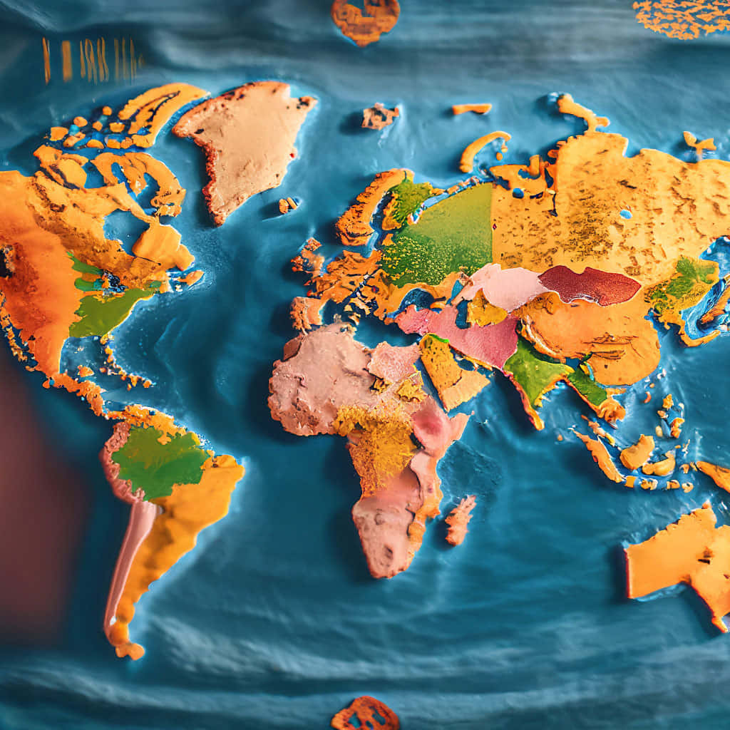 Colorful3 D World Map Wallpaper