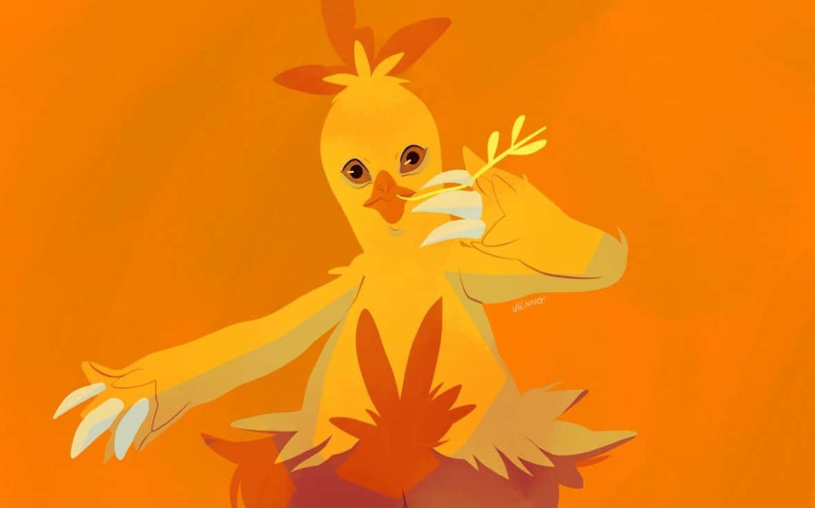 Combusken Holding Leaf Wallpaper