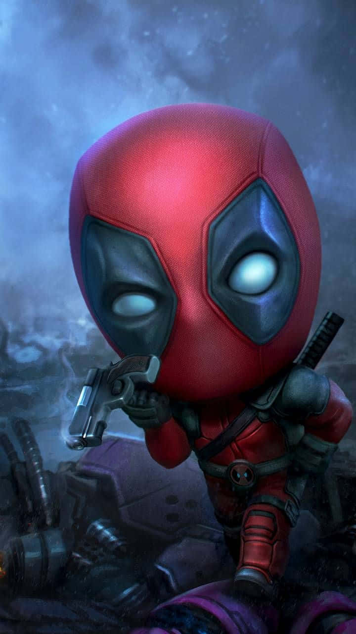 Comic-style Deadpool In Action Wallpaper