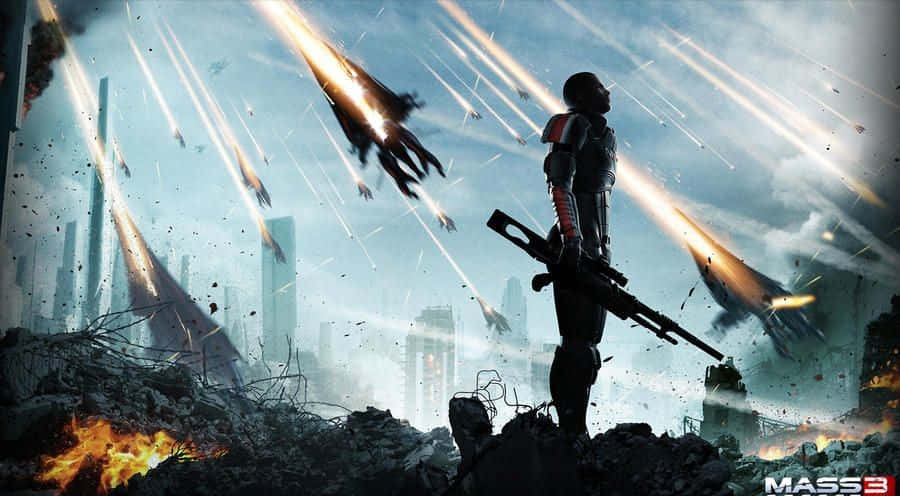 Commander Shepard And Crew In Mass Effect Trilogy Wallpaper