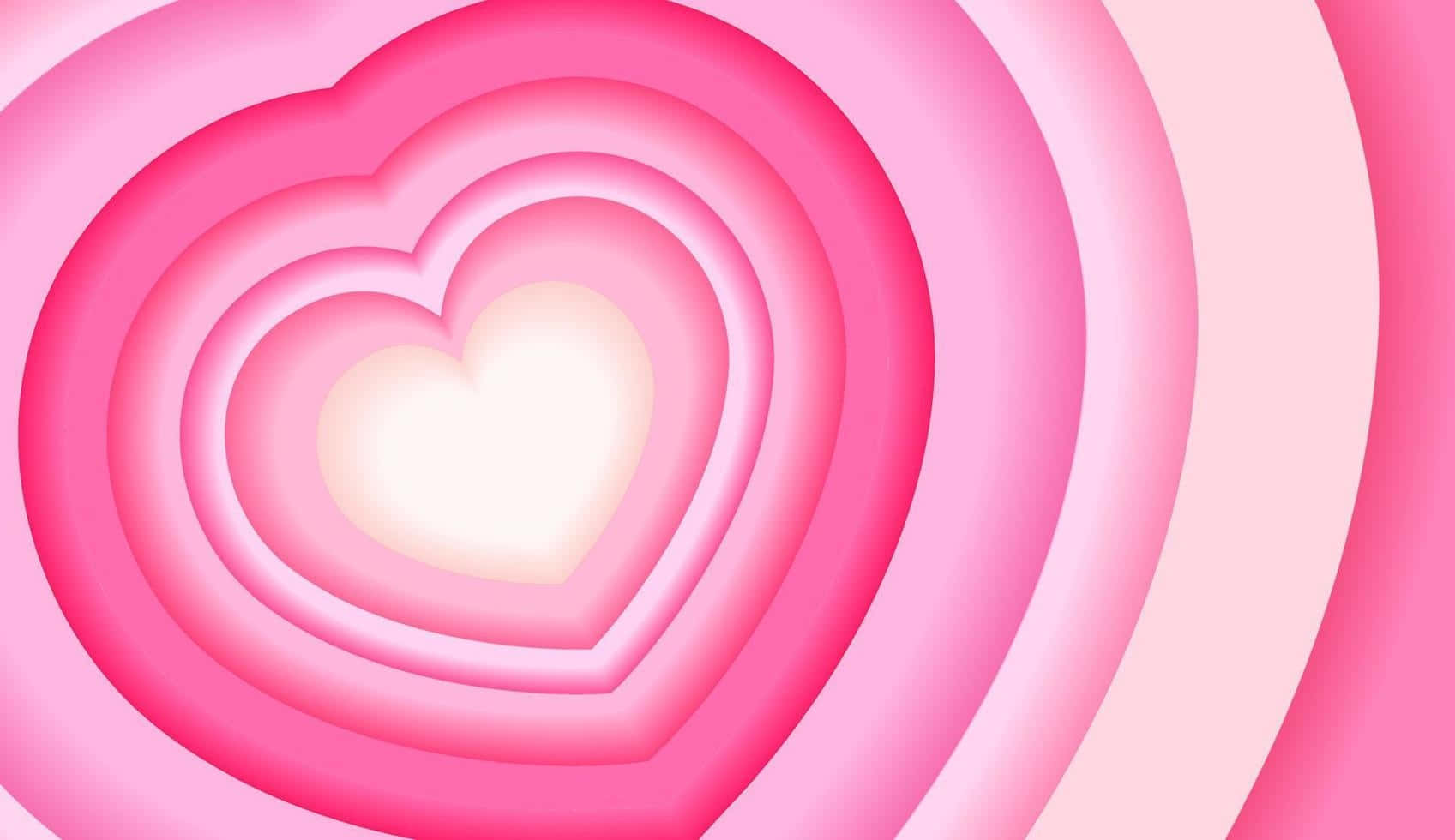 Concentric Hearts Pink Gradient Background Wallpaper