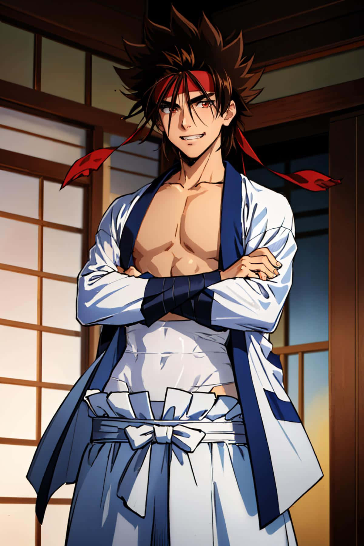 Confident Anime Warrior Sanosuke Sagara Wallpaper