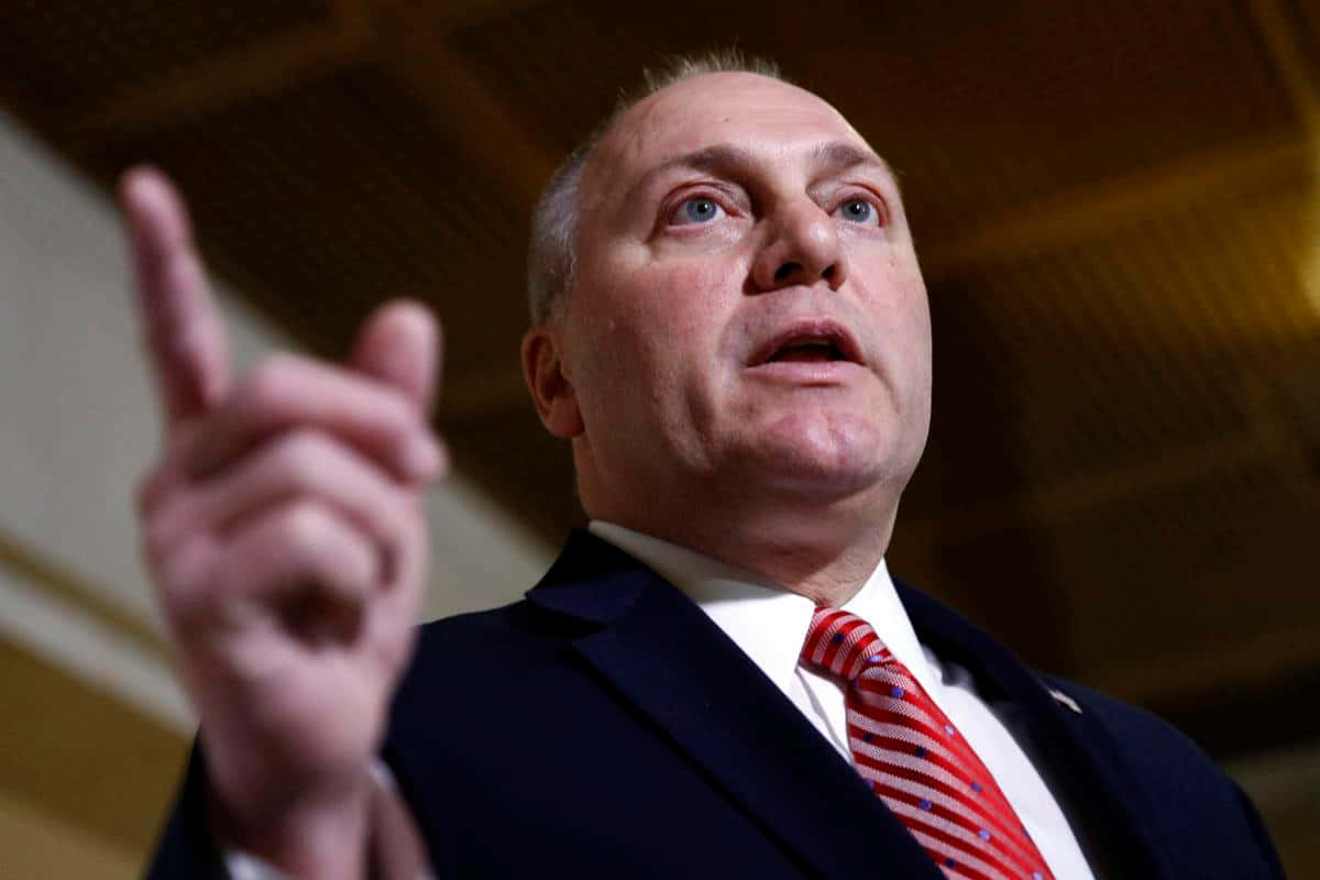 Congressman Steve Scalise Gesturing Upwards During A Public Appearance. Wallpaper