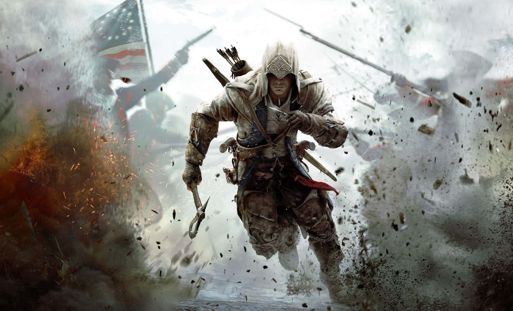 Connor Kenway Standing Tall In A Dramatic Pose During The American Revolution Wallpaper