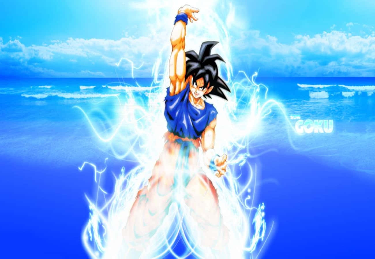 Conquer Evil With The Power Of Goku’s Spirit Bomb Sword Wallpaper