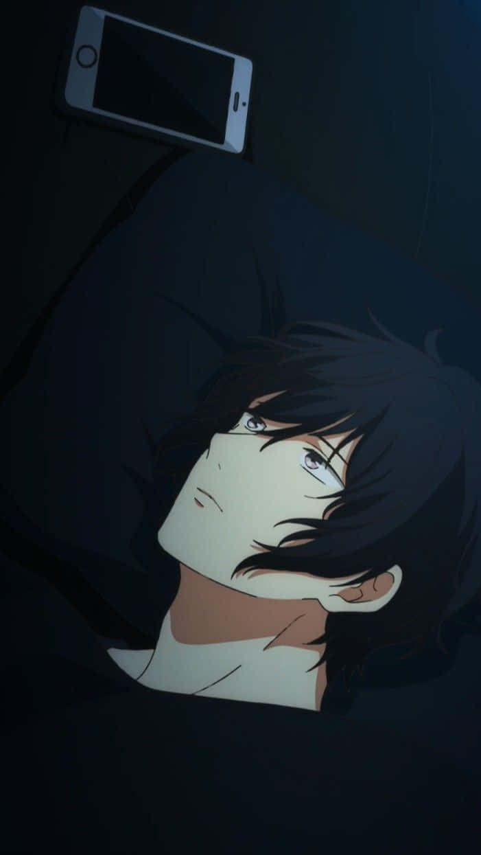 Contemplative Anime Character Lying Down Wallpaper