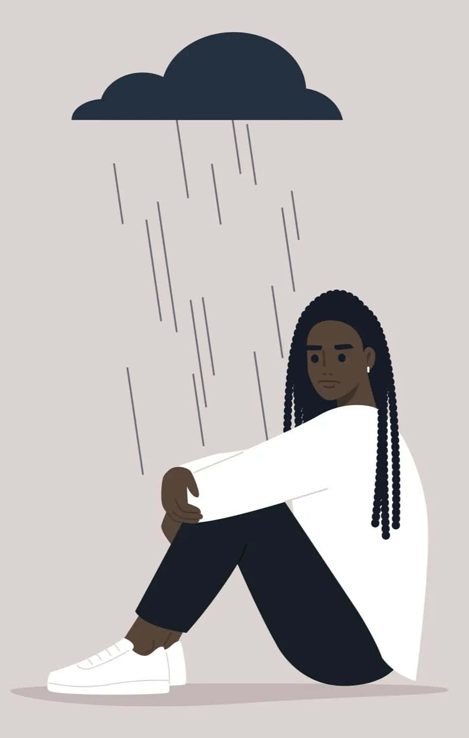 Contemplative_ Girl_ Under_ Rain_ Cloud Wallpaper