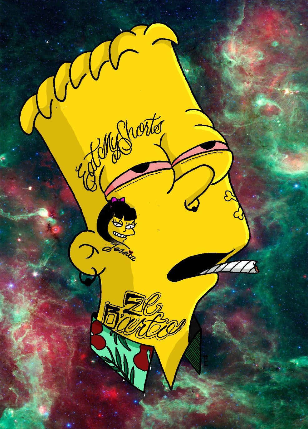 Cool Bart Simpson Dressed In Supreme Gear Wallpaper