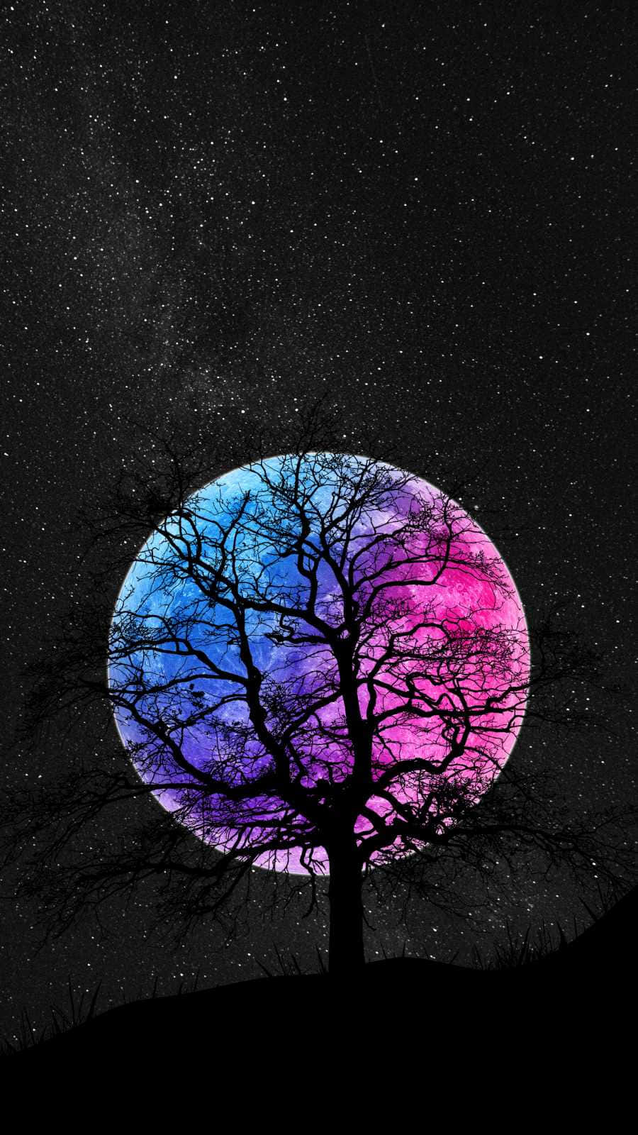 Cool Blue Pink Moon Wallpaper