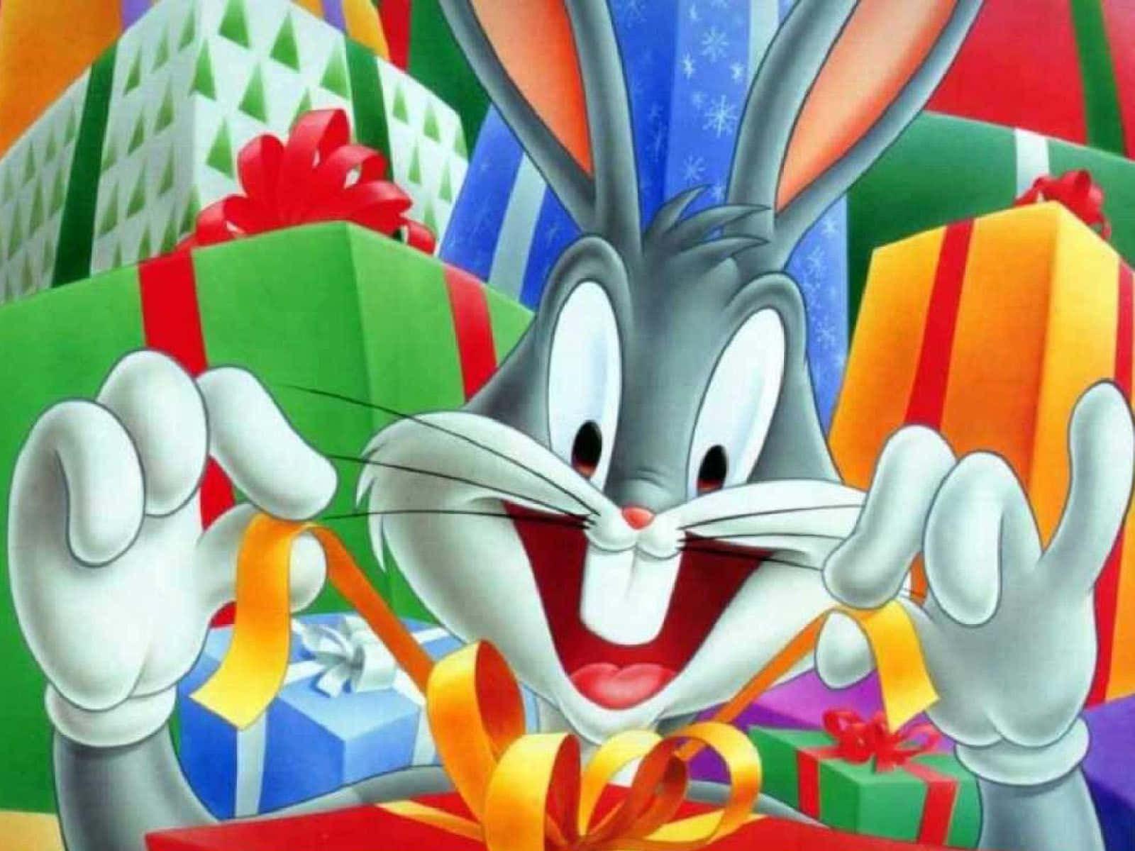 Cool Bugs Bunny Opening His Gifts Wallpaper