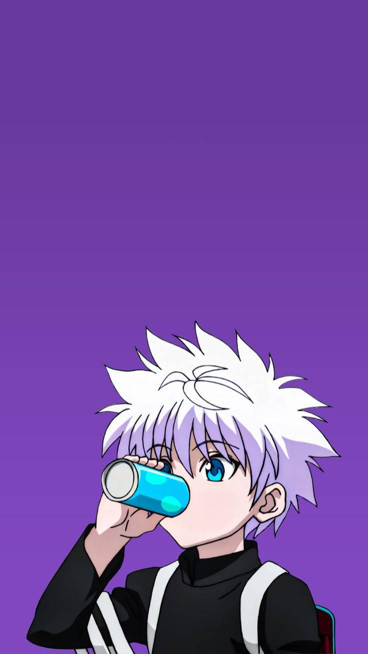 Cool Killua Drinking Wallpaper