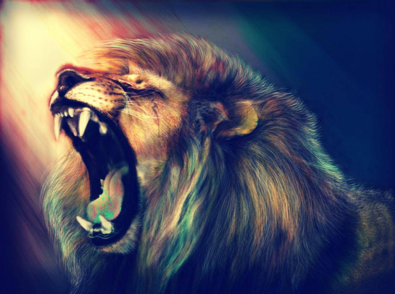 Cool Lion Roaring Artwork Wallpaper