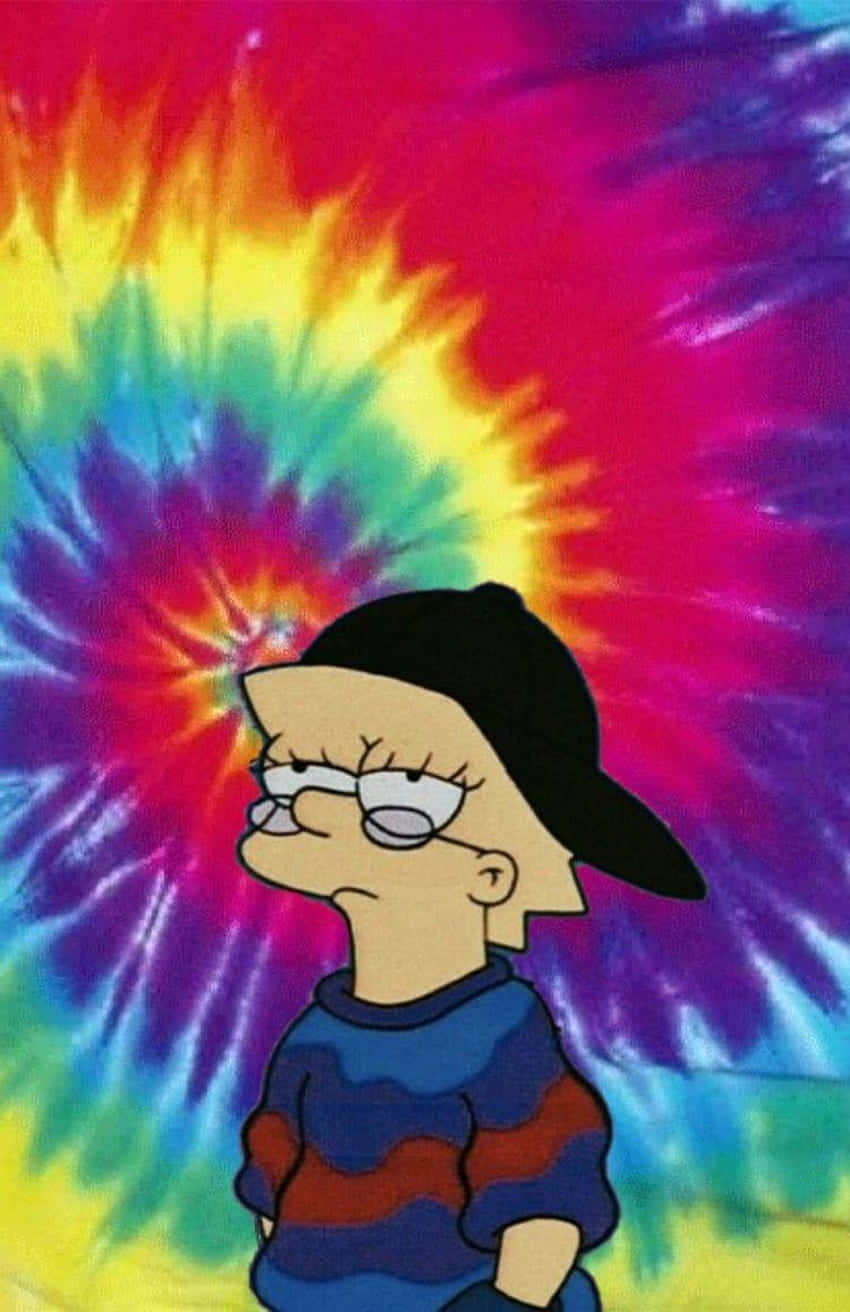 Cool Lisa Simpson Tie Dye Background Wallpaper