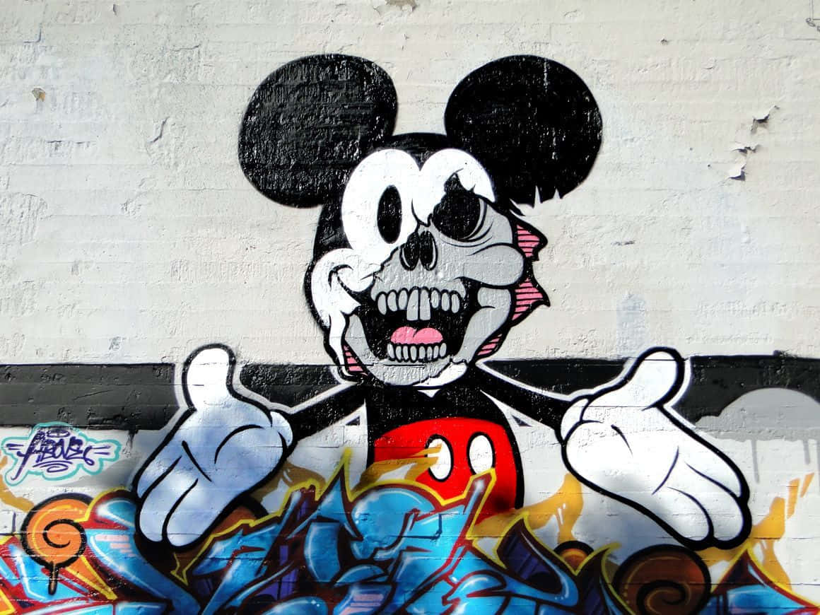 Cool Mickey Mouse Styling His Iconic Red Shorts. Wallpaper