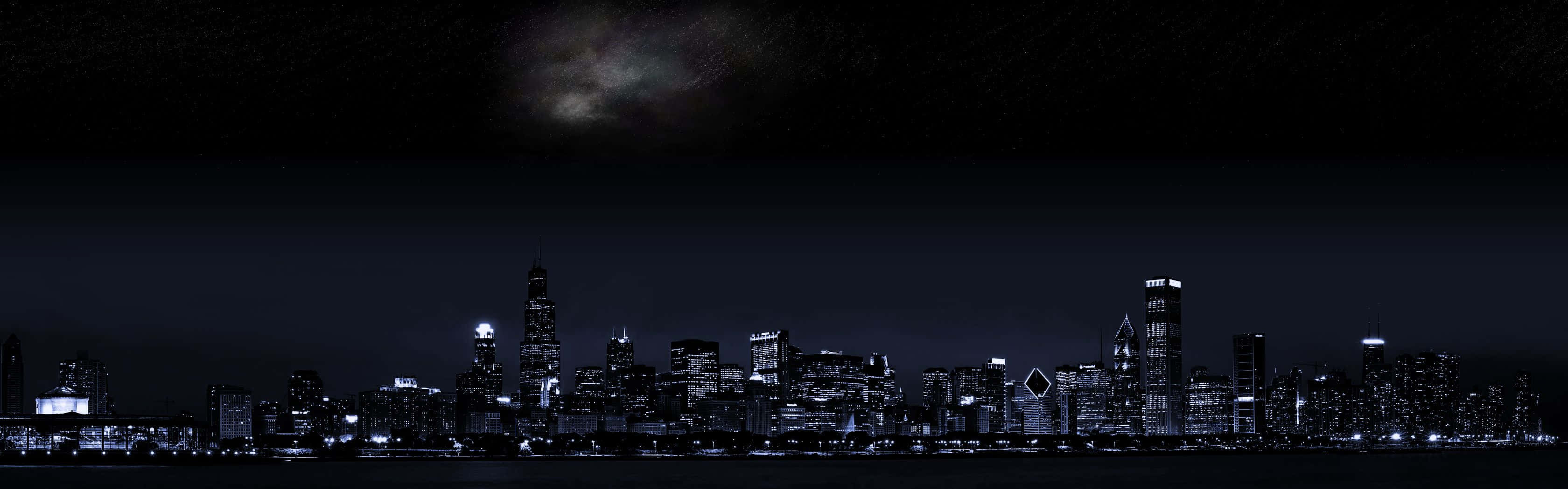 Cool Monitor City Skyline Wallpaper