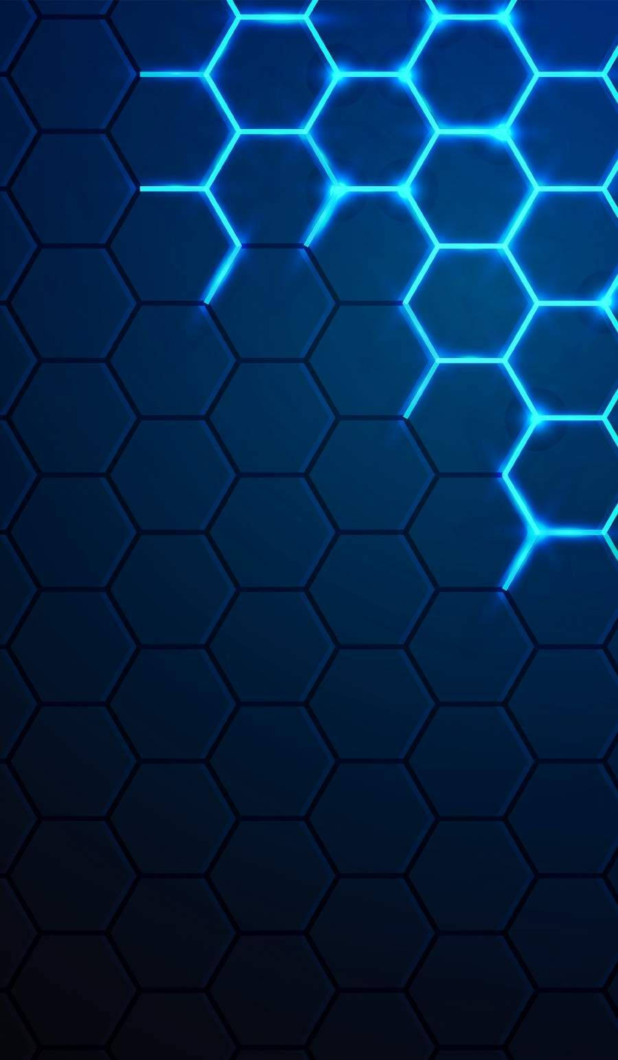 Cool Neon Blue Hexagon Pattern Wallpaper