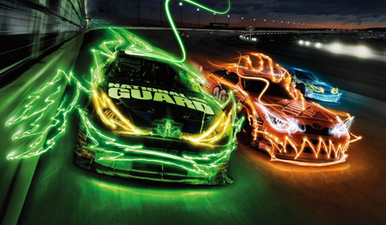 Cool Neon Cars Stock Car Race Wallpaper