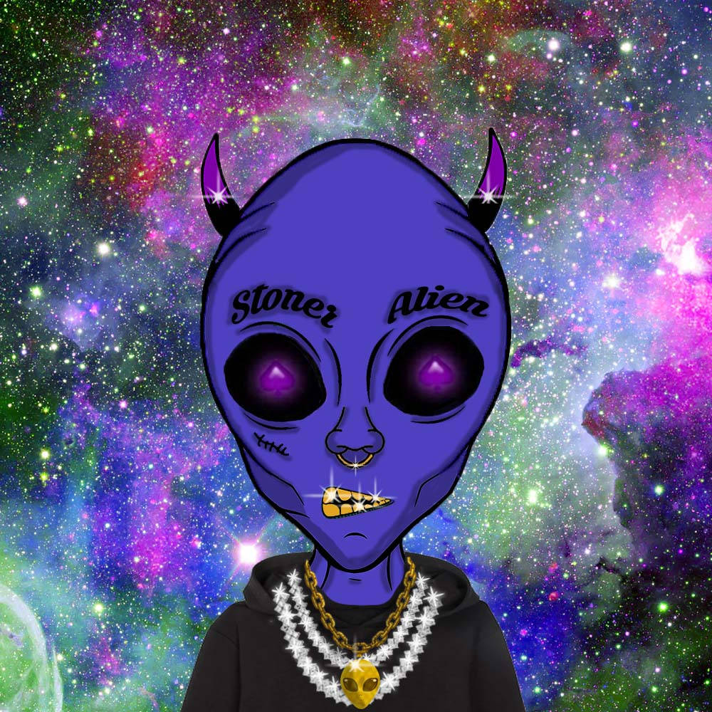 Cool Stoned Cartoon Alien Wallpaper