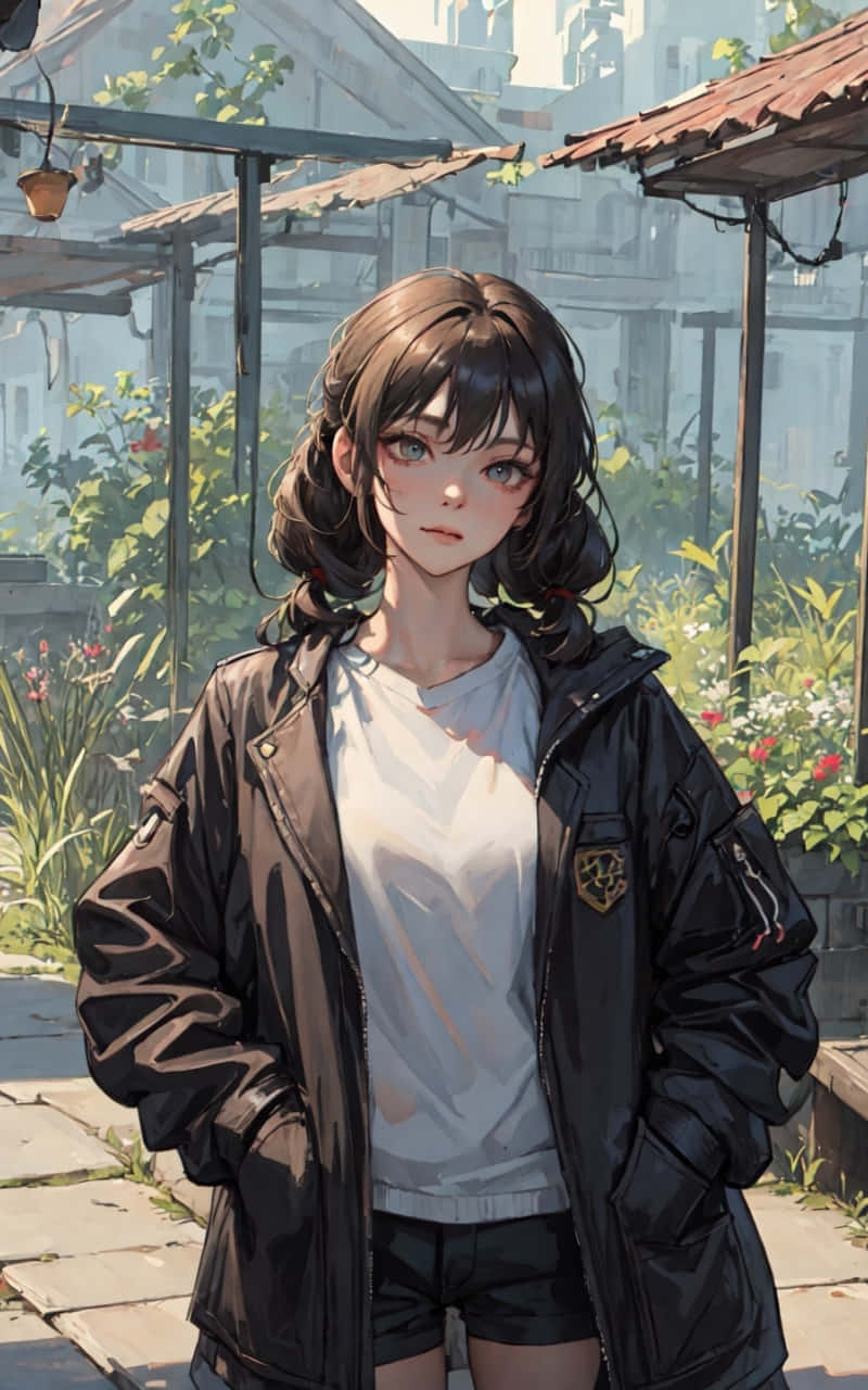 Cool Teenagerin Urban Garden Anime Art.jpg Wallpaper