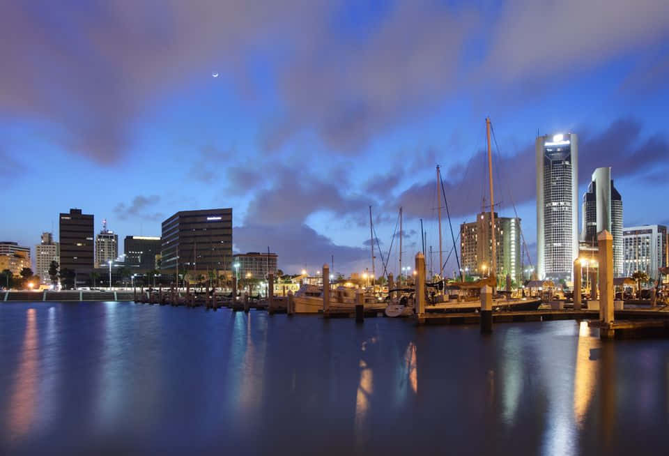 Corpus Christi Skyline Dusk Marina Wallpaper