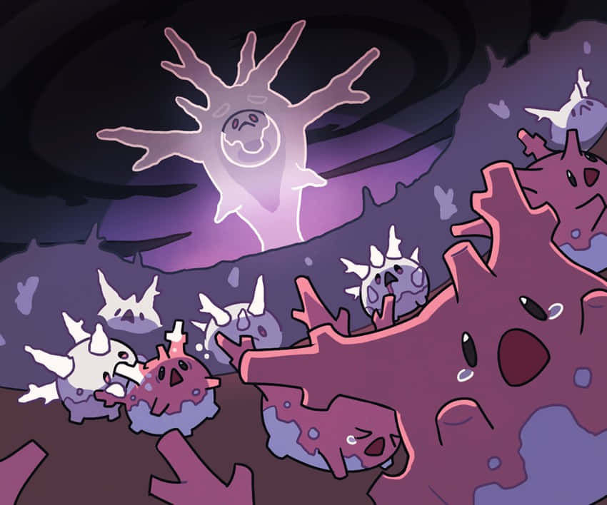 Corsola Running Away From Cursola Wallpaper