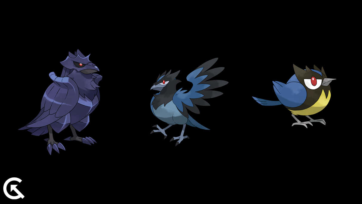 Corviknight Corvisquire And Rookidee Wallpaper