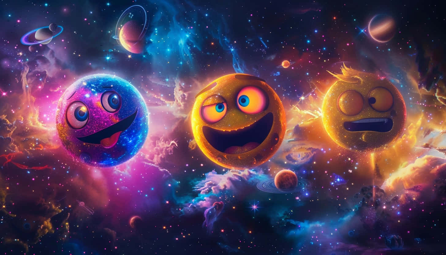 Cosmic Emojis Adventure Wallpaper