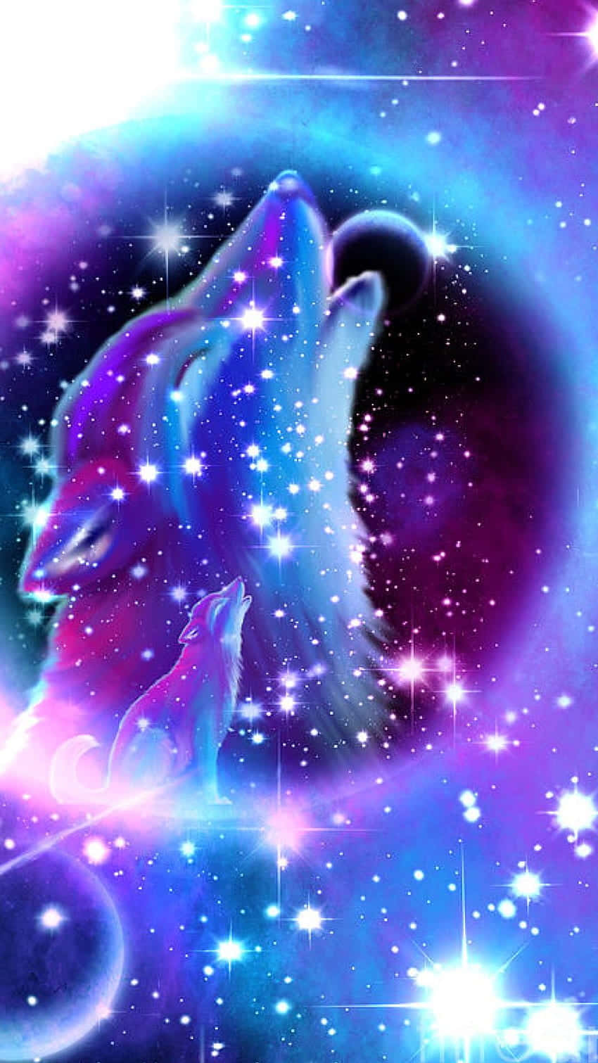 Cosmic Howl Galaxy Wolf Art Wallpaper