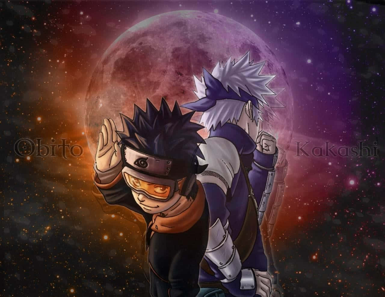 Cosmic Kakashi And Obito Wallpaper