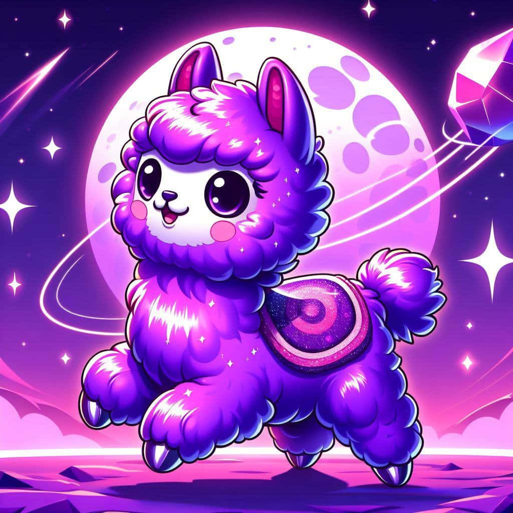 Cosmic Purple Alpaca Wallpaper