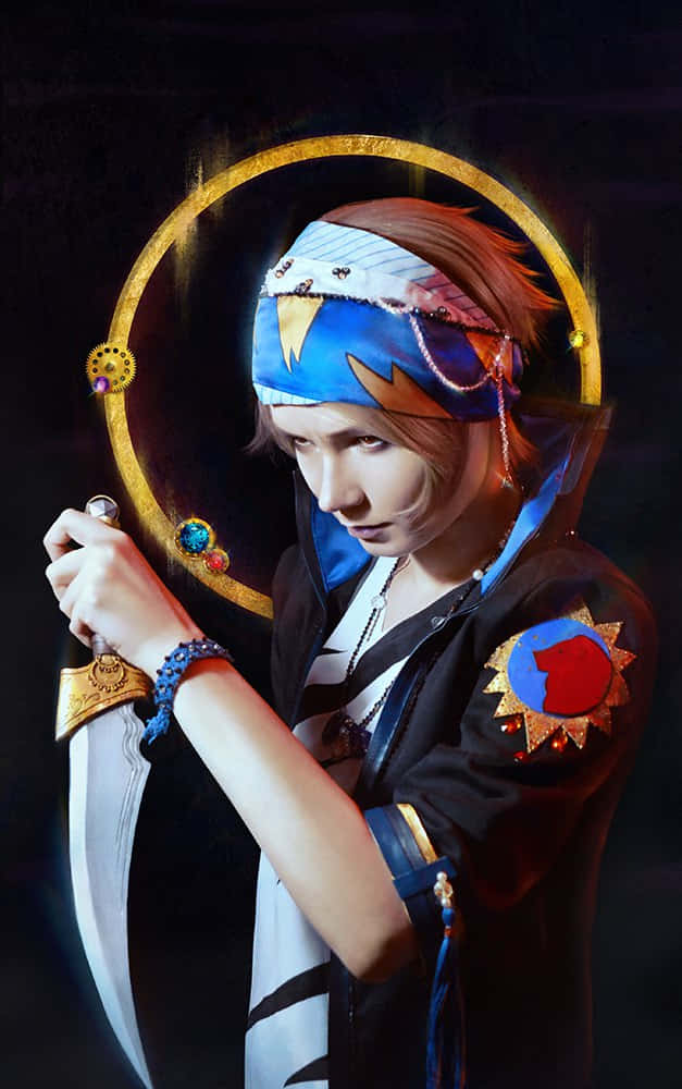 Cosplay_ Character_with_ Golden_ Circle Wallpaper