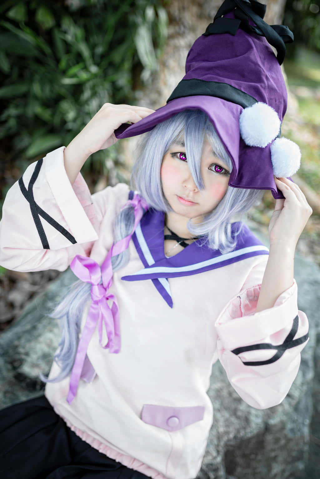 Cosplay Character With Purple Witch Hat Wallpaper