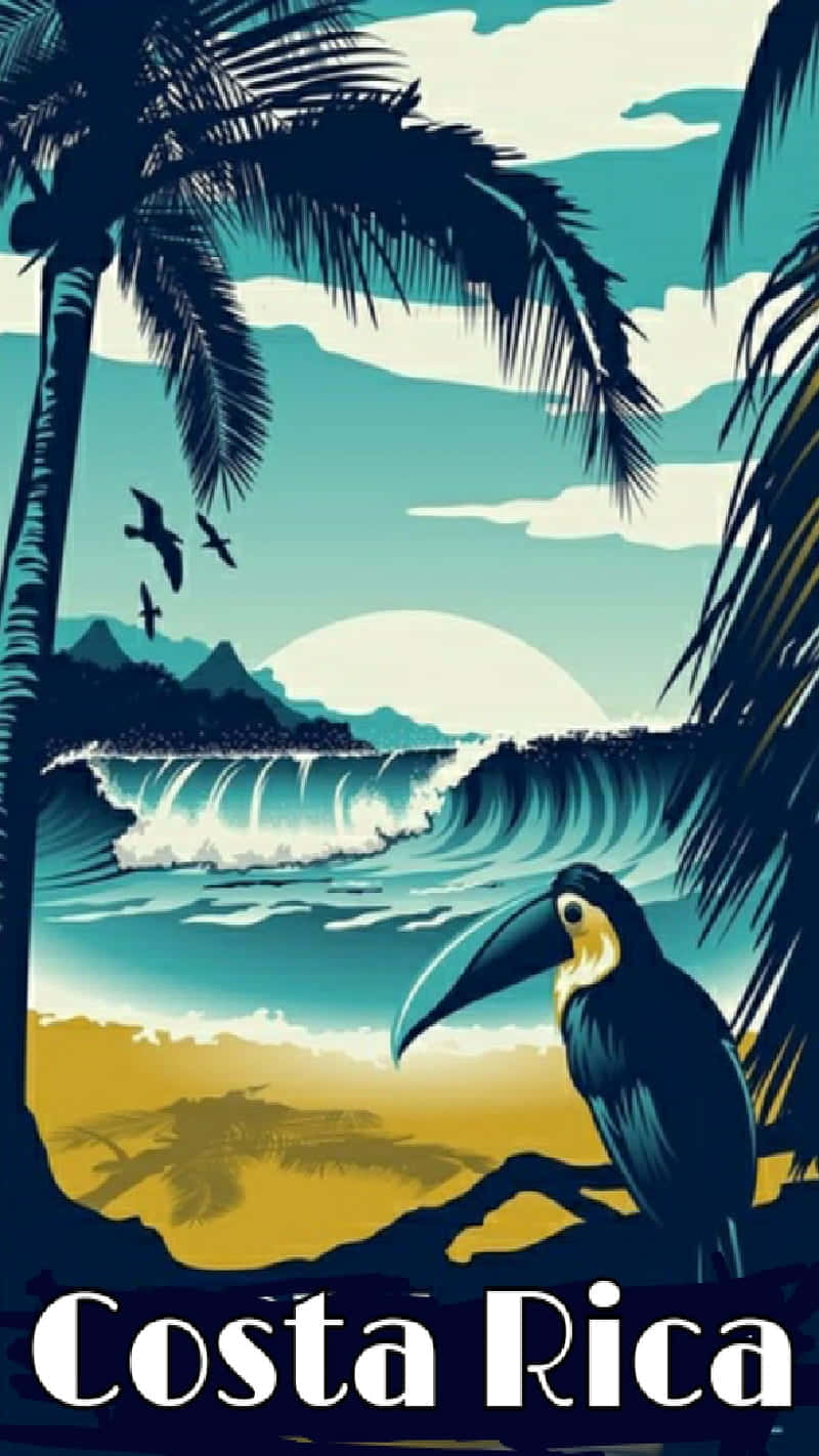 Costa Rica Vintage Travel Poster Wallpaper