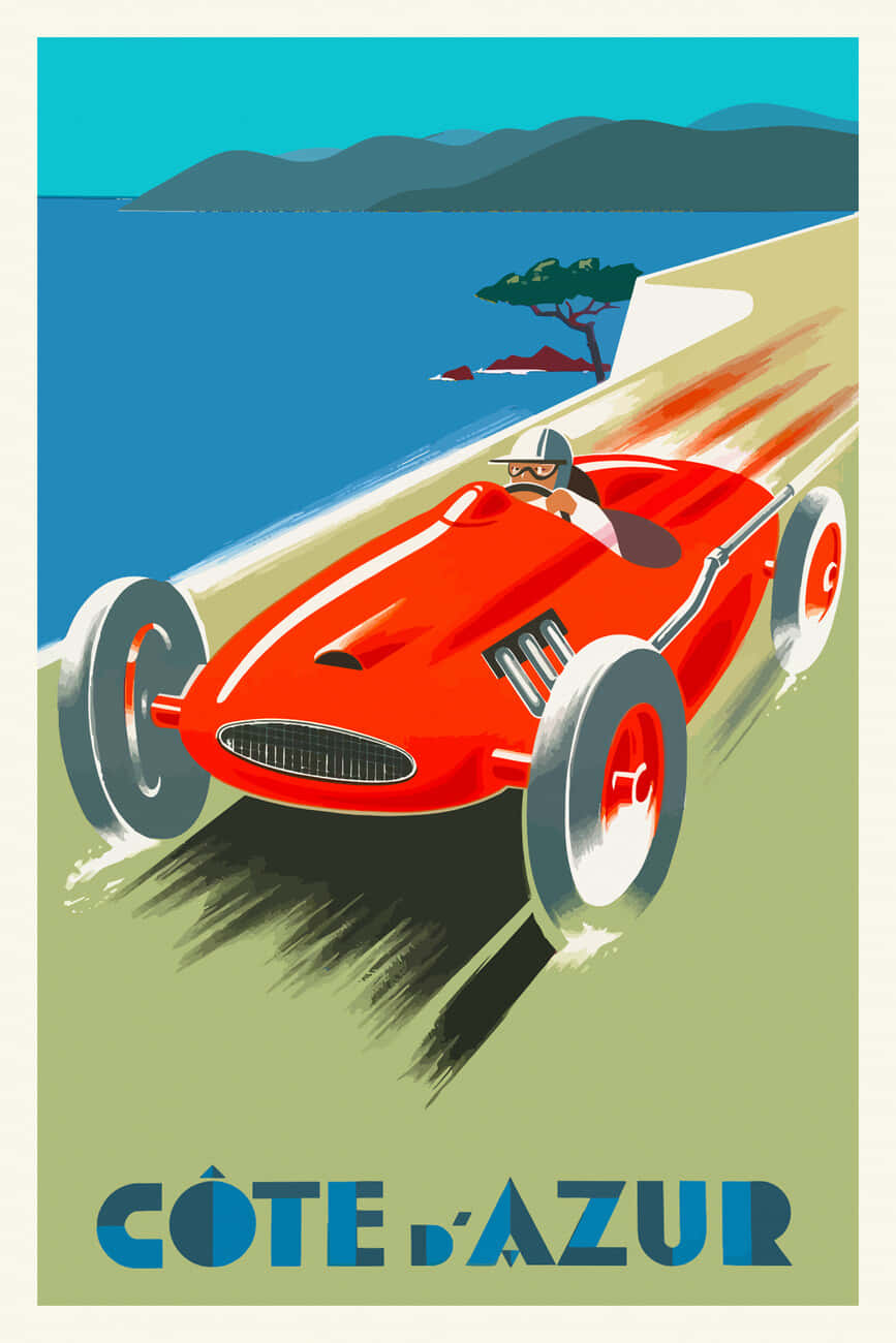 Coted Azur Vintage Racing Poster Wallpaper