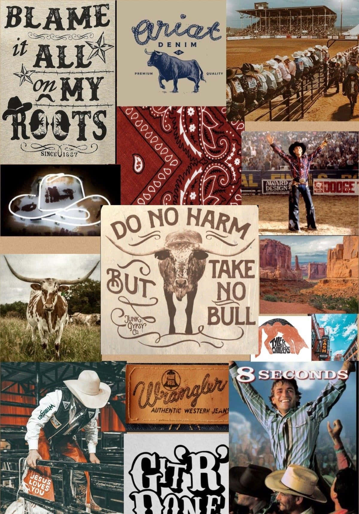 Country Boy Culture Collage Wallpaper