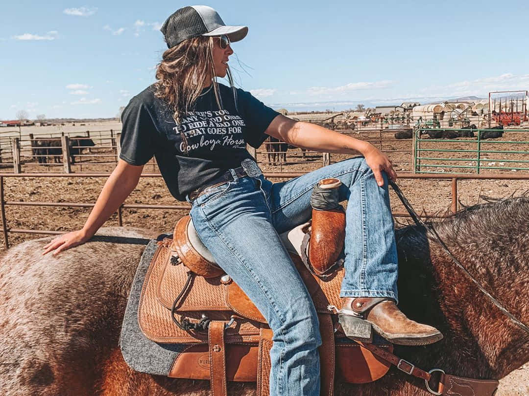 Country Girl Horseback Riding Aesthetic.jpg Wallpaper