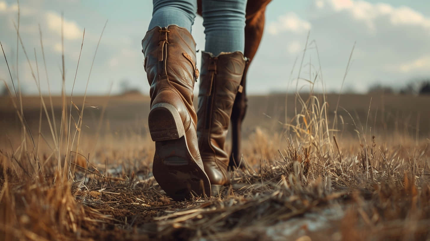 Country Style Ariat Bootsin Field Wallpaper