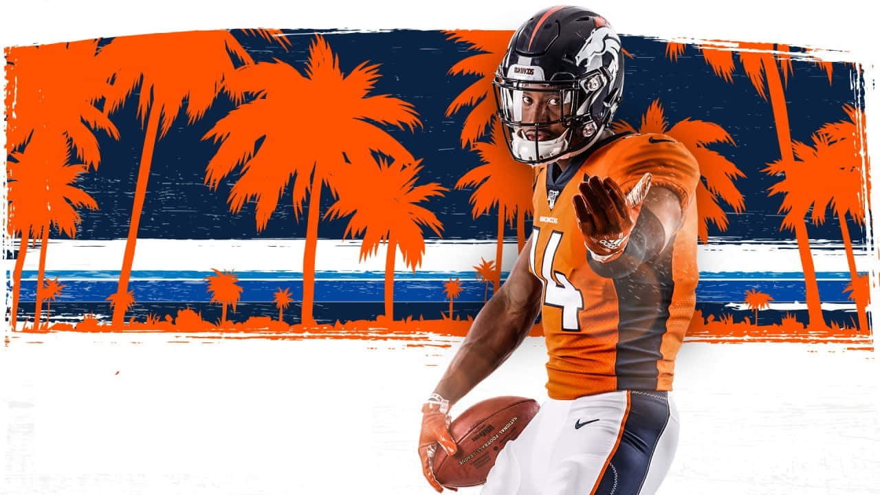 Courtland Sutton Denver Broncos Tropical Backdrop Wallpaper