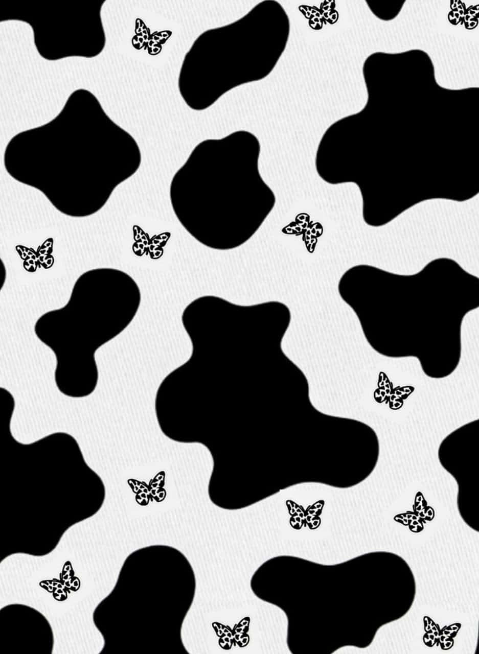 Cow Print Butterfly Pattern Wallpaper