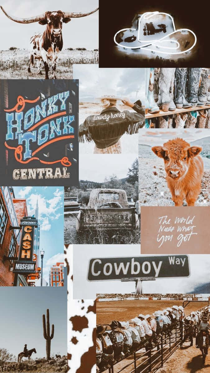 Cowboy Aesthetic Collage Wallpaper