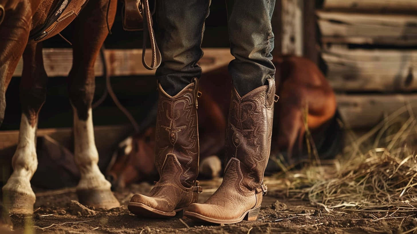 Cowboy Bootsin Stable Scene Wallpaper