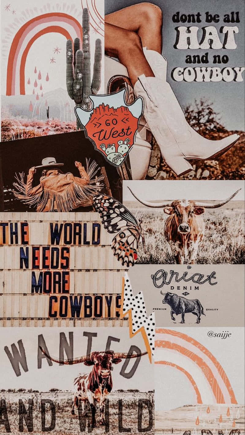 Cowboy Inspired Collage Aesthetic Wallpaper