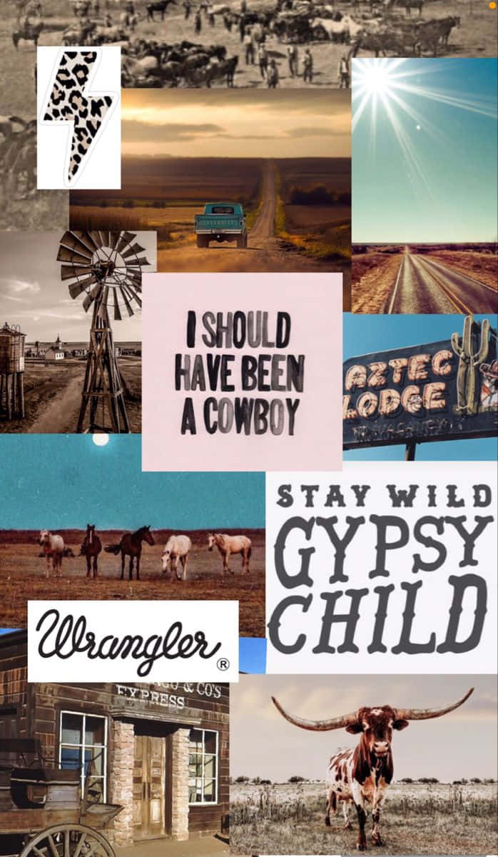 Cowboy Inspired Collage Wallpaper