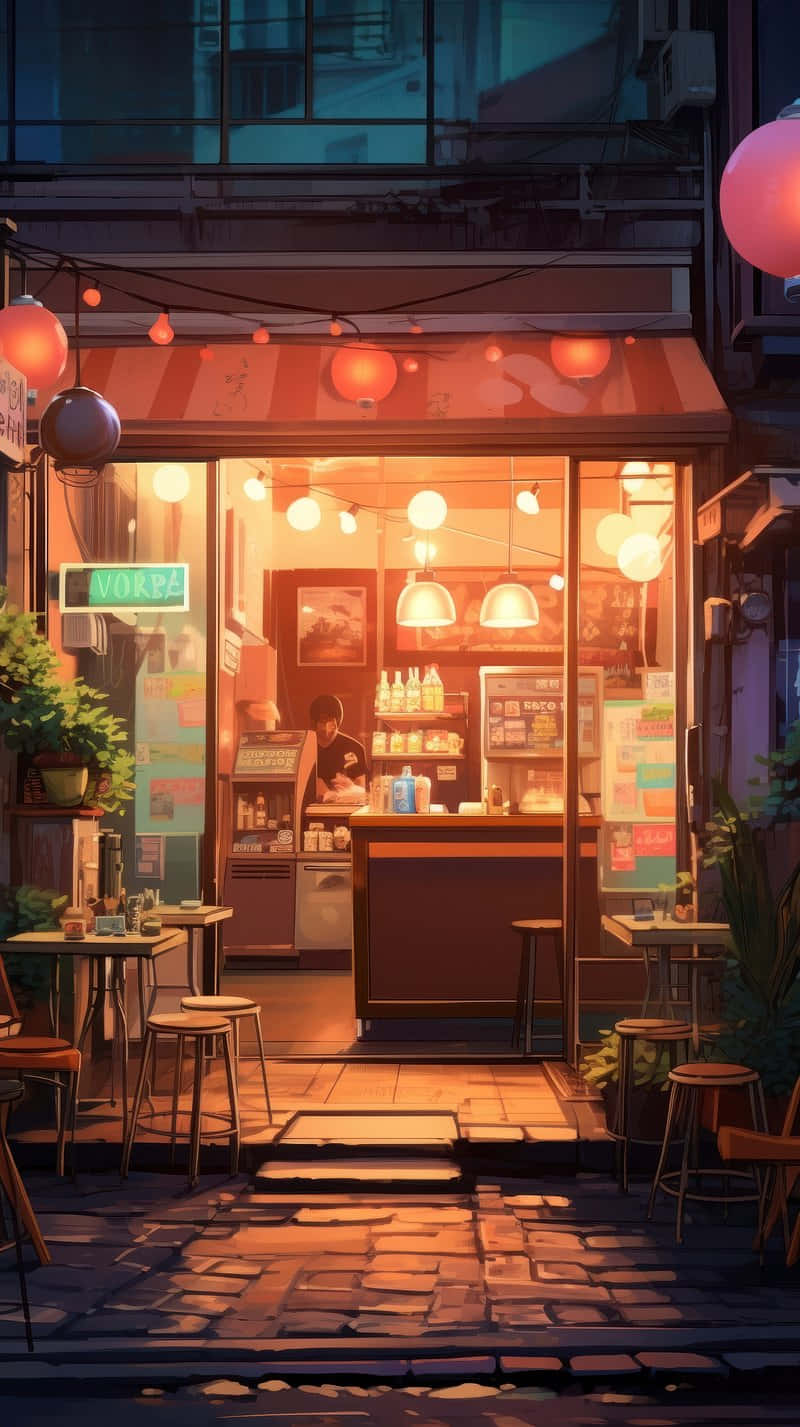 Cozy Evening Coffee Shop.jpg Wallpaper