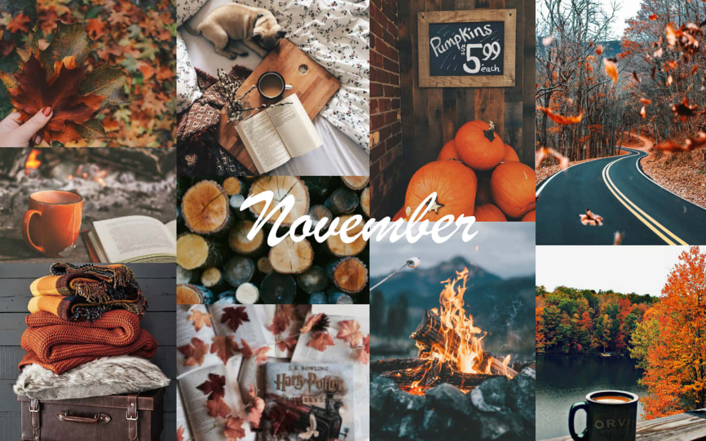 Cozy Fall Aesthetic Collage Wallpaper