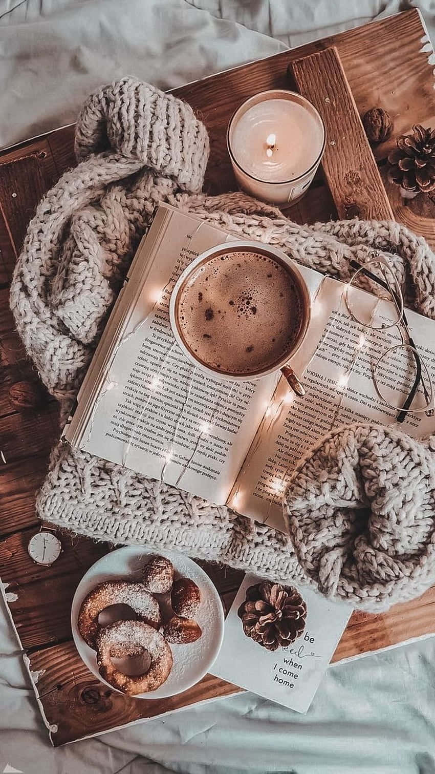 Cozy Fall Readingwith Coffeeand Knitwear.jpg Wallpaper