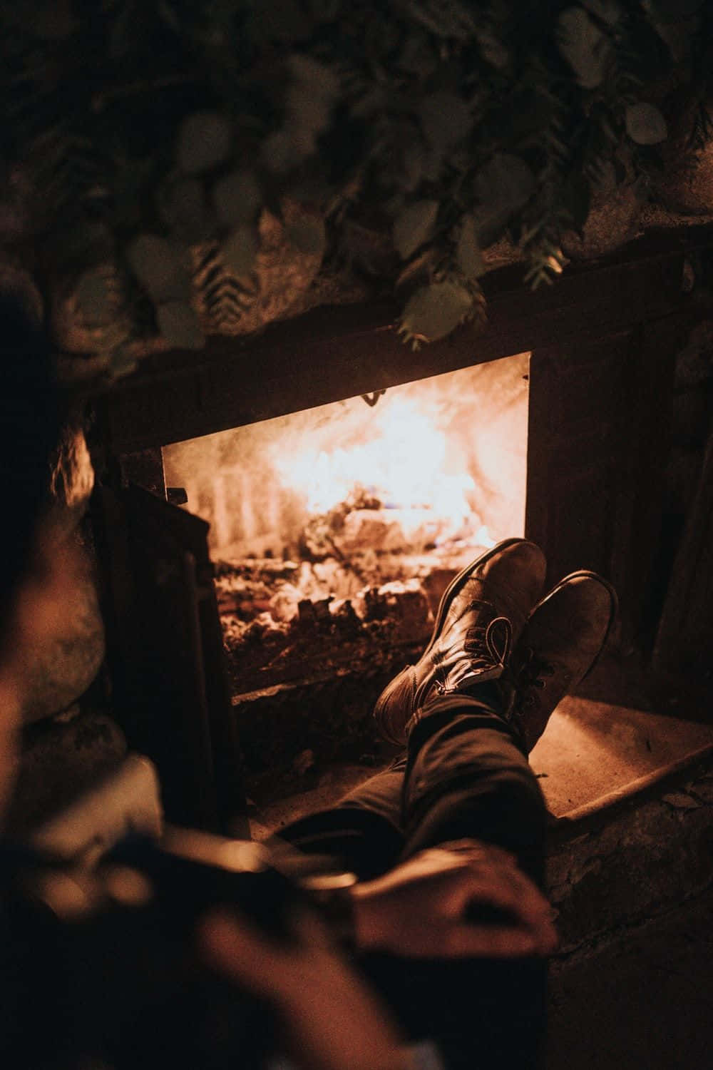 Cozy Fireplace Scene Wallpaper